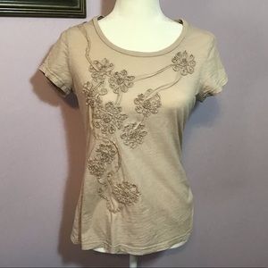 Dress Barn Tan Ornate Boho Top